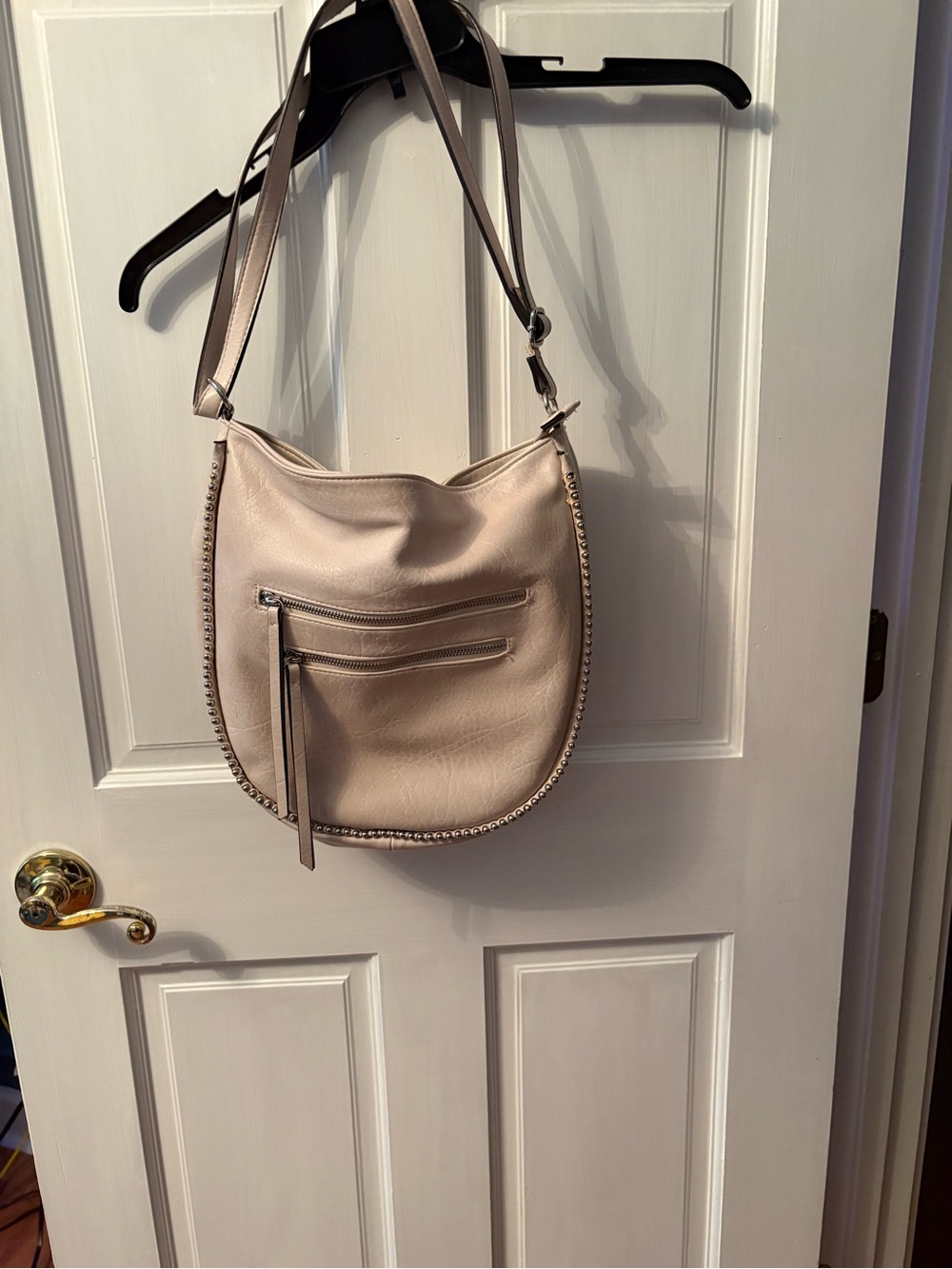 Max Studio Pebbled Hobo Shoulder Bag - Beige